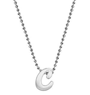 Alex Woo Sterling Silver ‘C’ Initial Pendant Necklace NY Designer Luxury Fashion